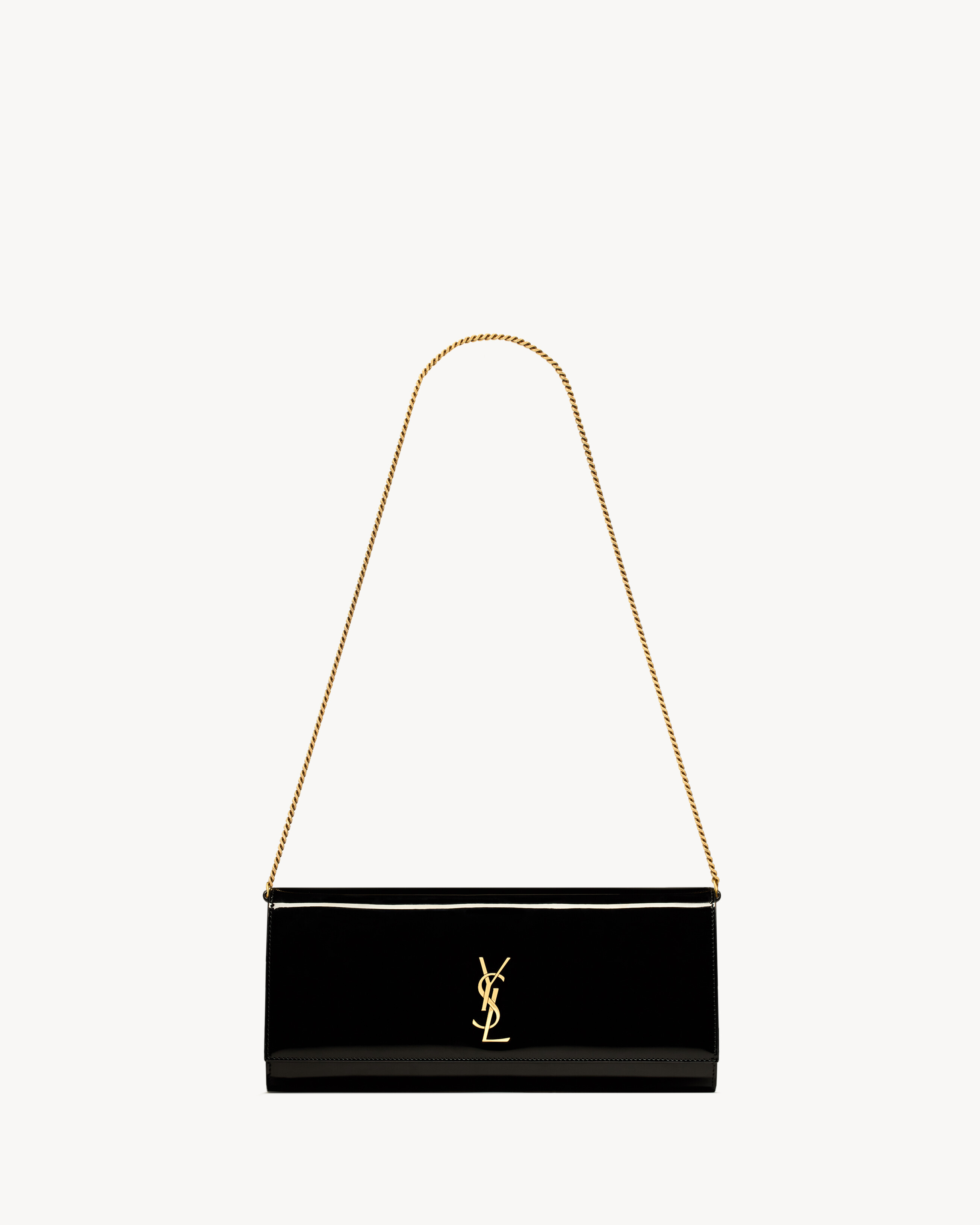 bolsa clutch KATE em couro envernizado