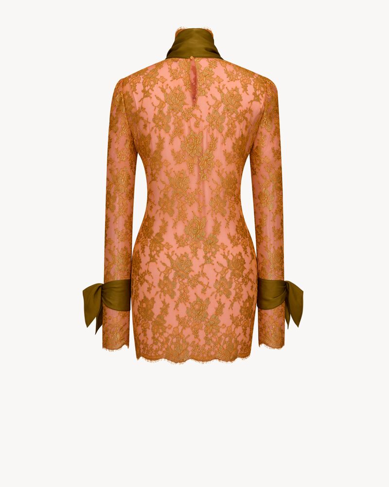 lavallière mini dress in metallic lace
