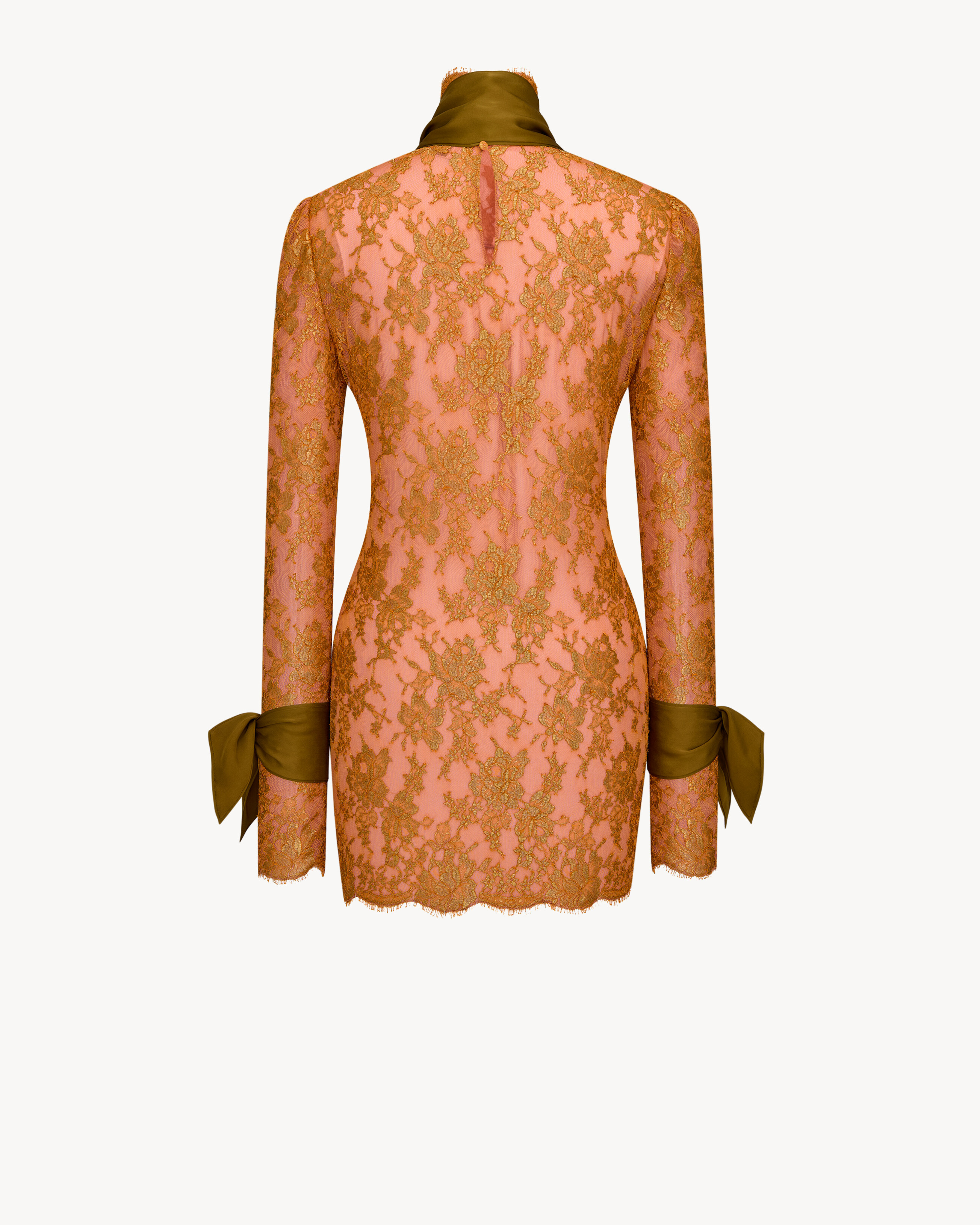 lavallière mini dress in metallic lace