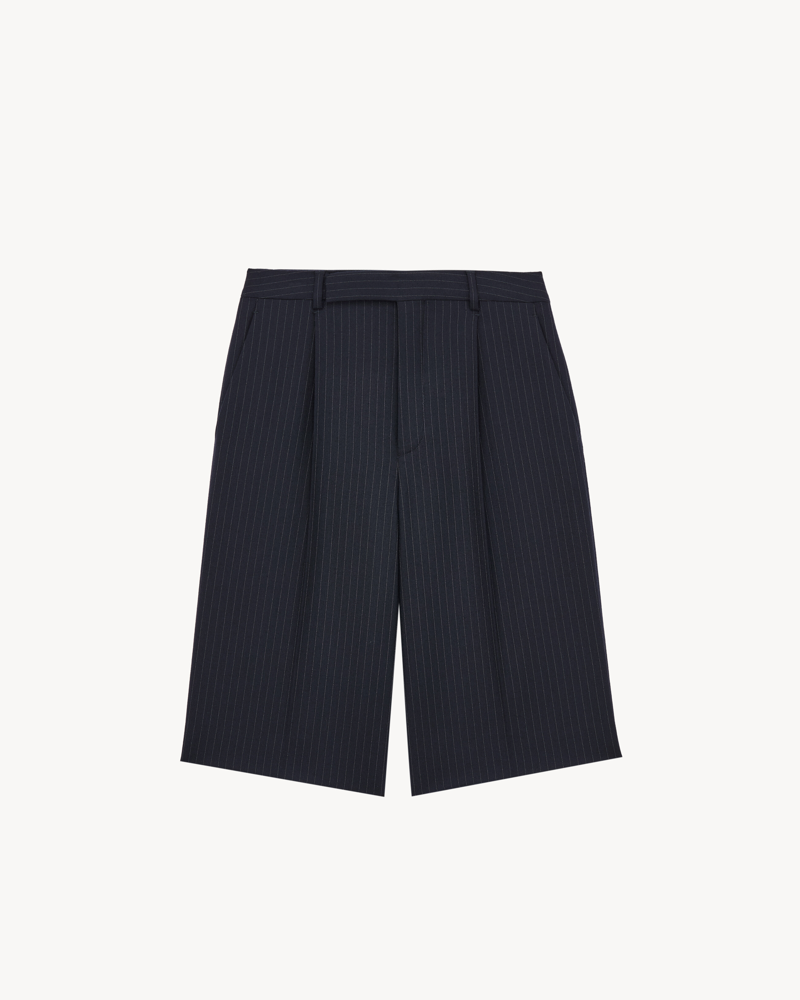 bermuda shorts in pin dot stripe wool gabardine