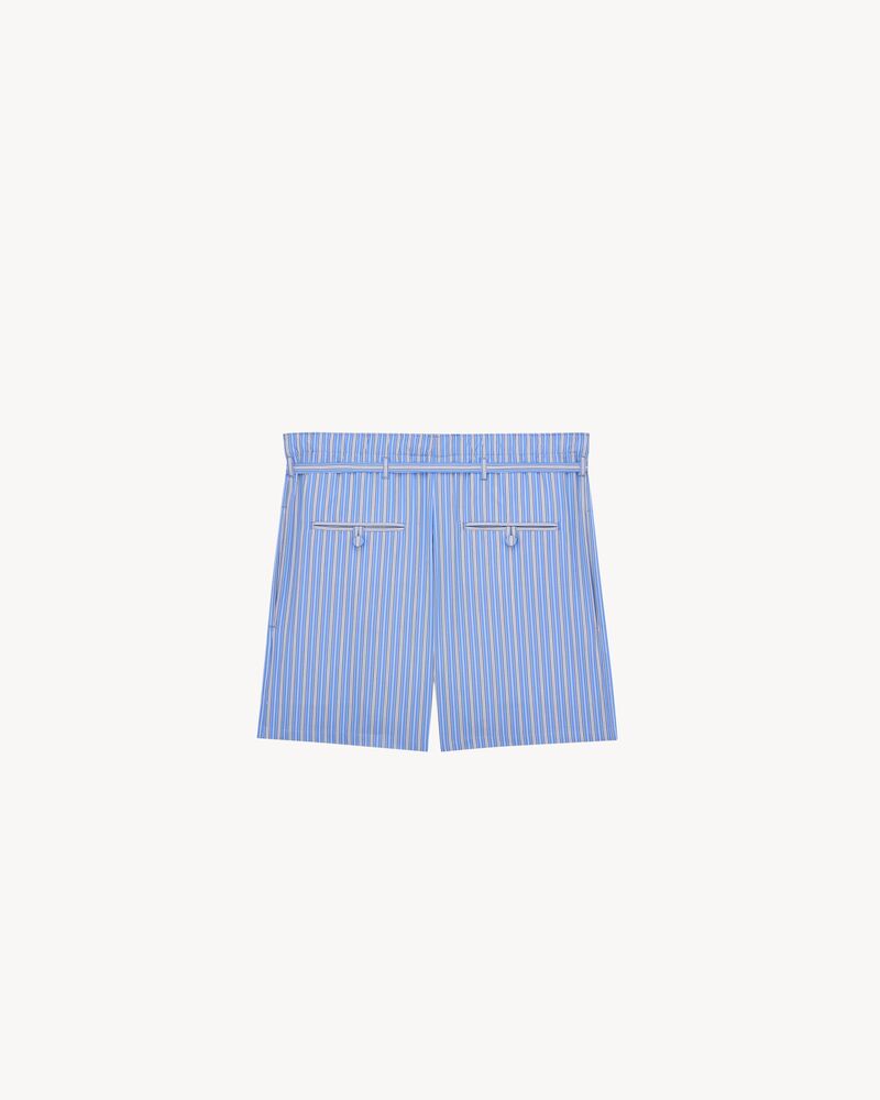 lounge shorts in striped cotton poplin