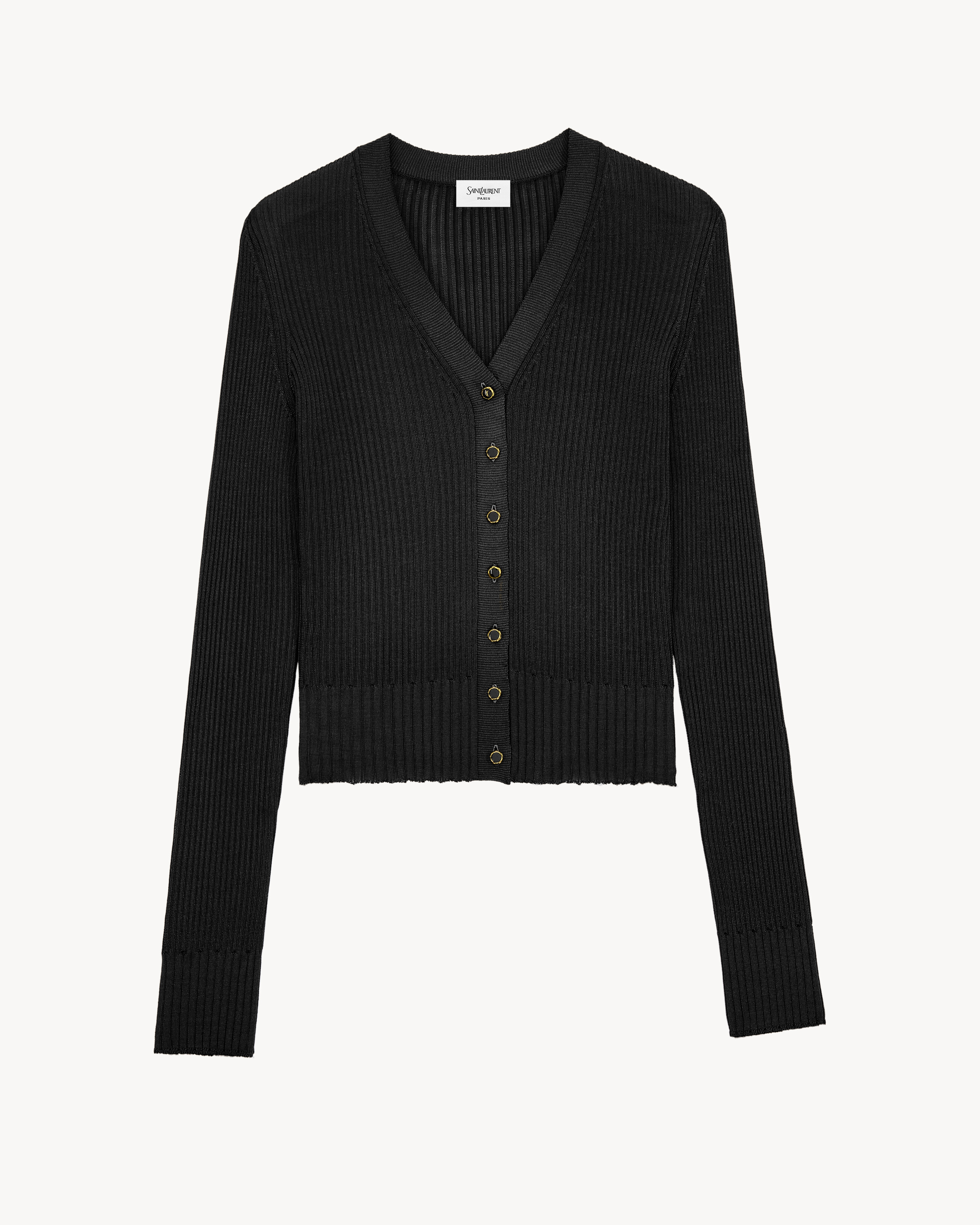 cardigan in ribbed knit in Black | Saint Laurent | YSL NL | ID