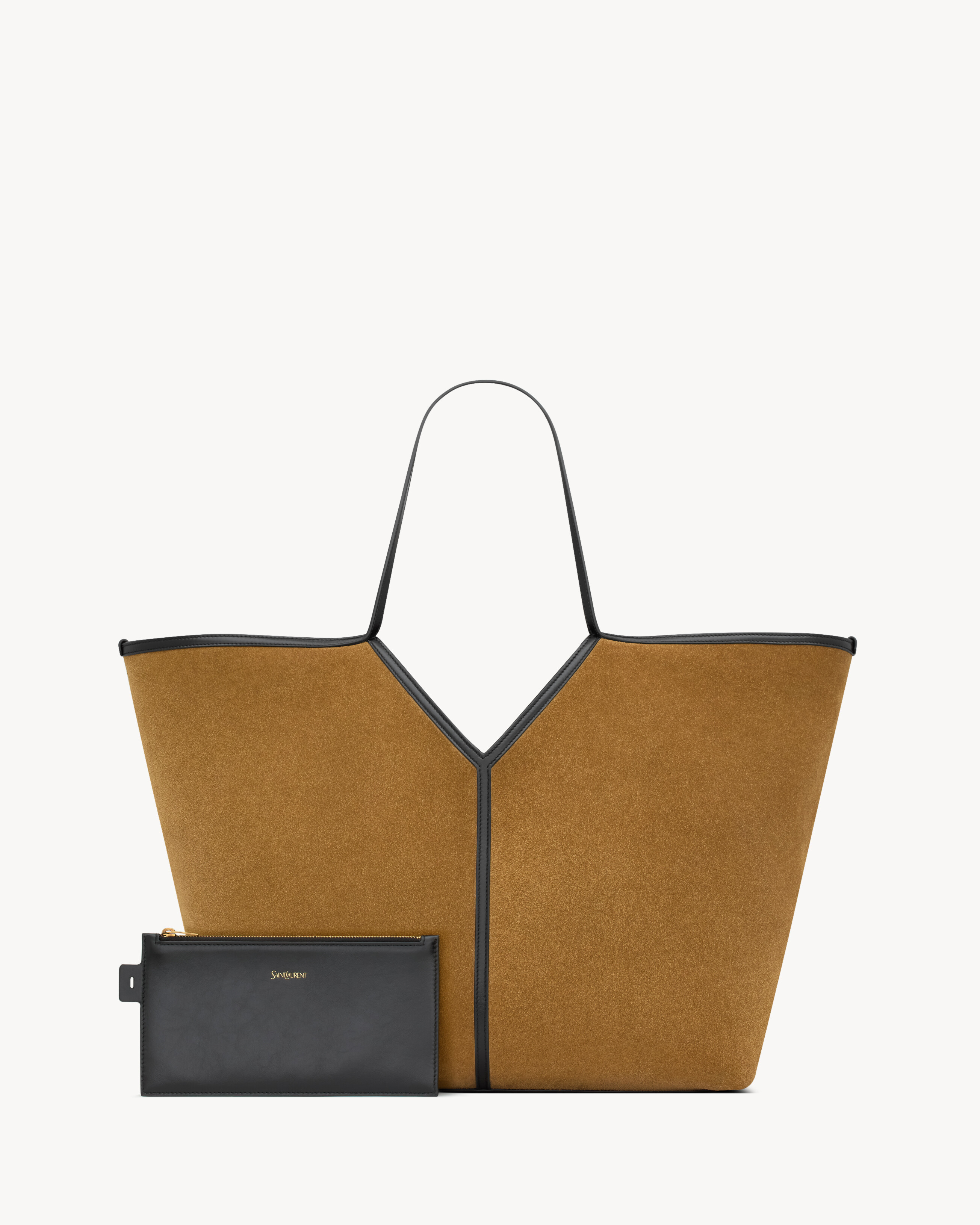 Y slim tote in velour leather