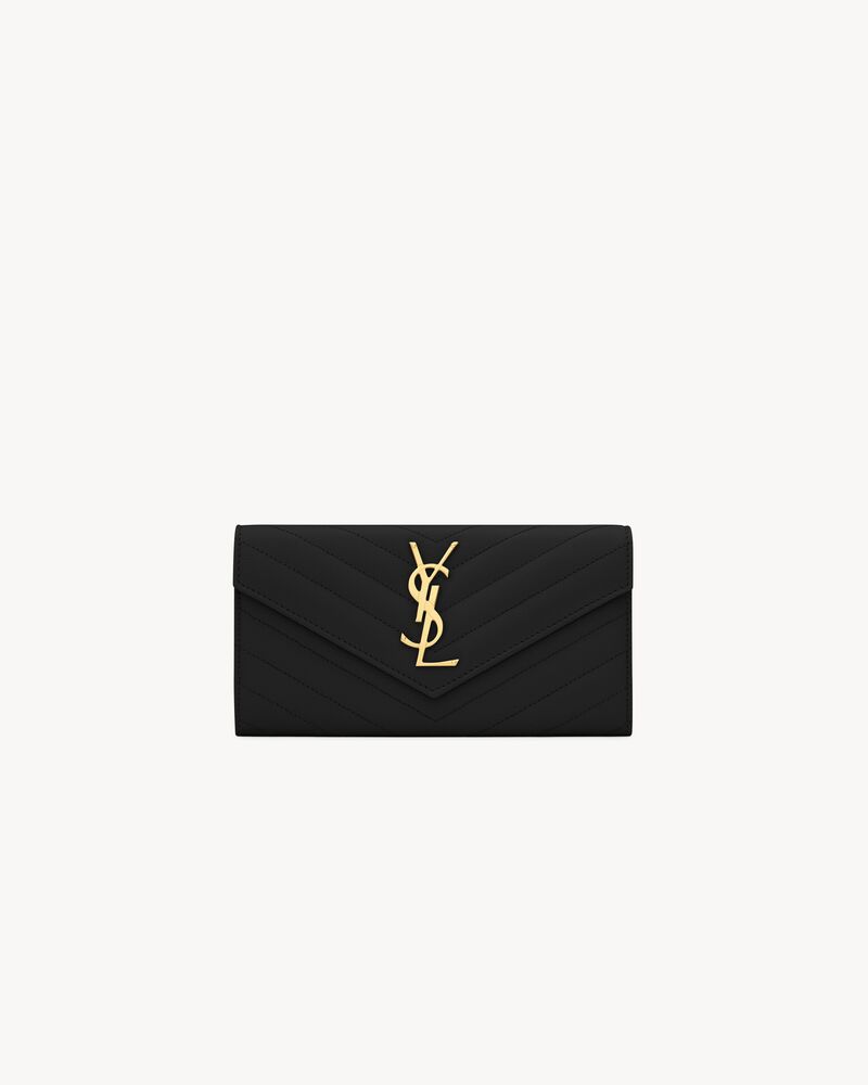 カサンドラ SAINT LAURENT マトラッセ ラージ フラップウォレット（グレイン・ド・プードル エンボスレザー）