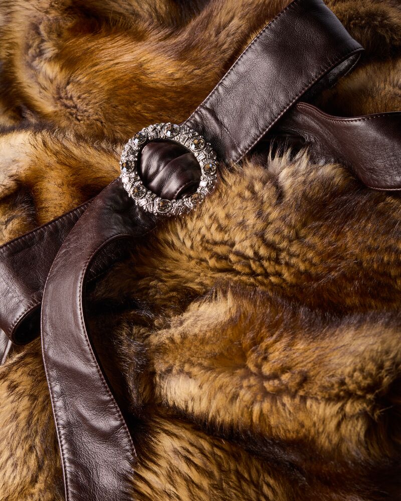 shearling patchwork short coat