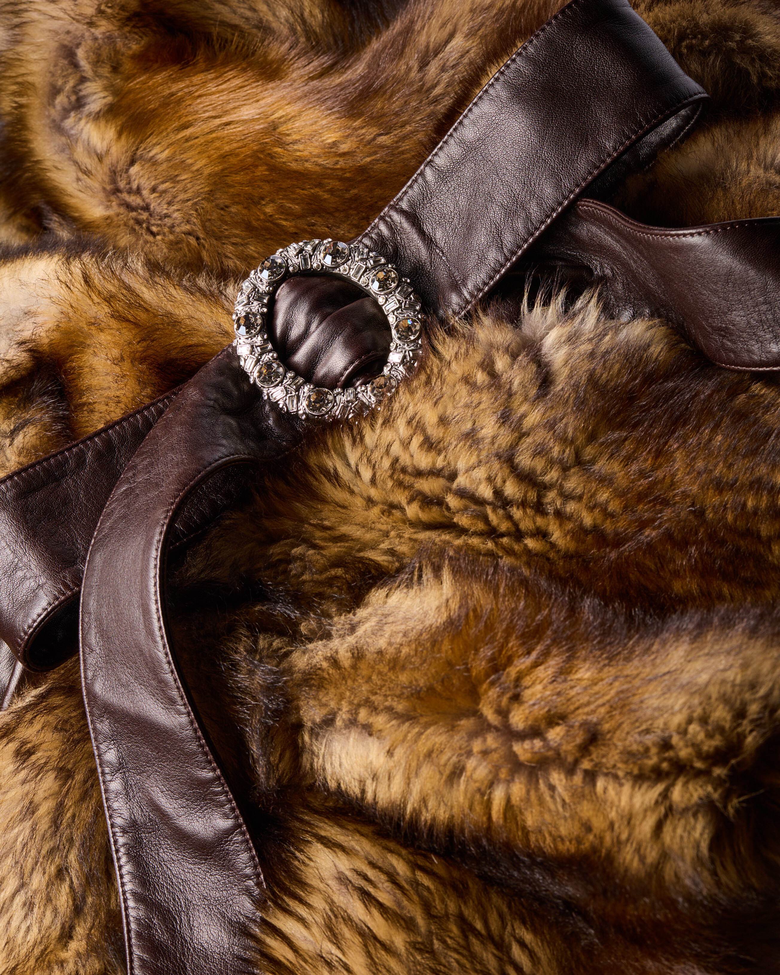 shearling patchwork short coat