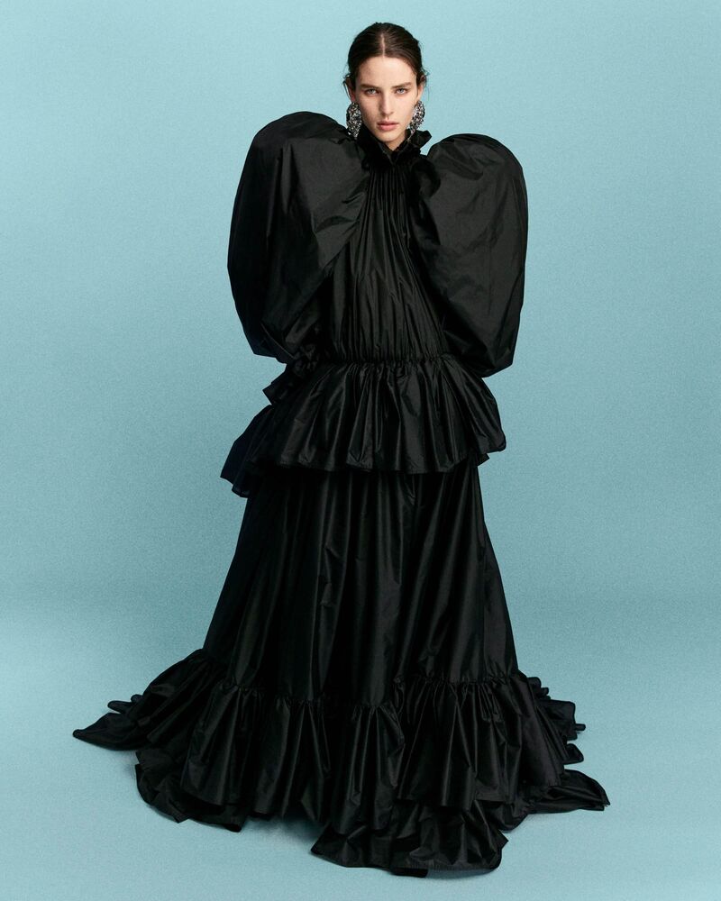 ruffled gown in nylon