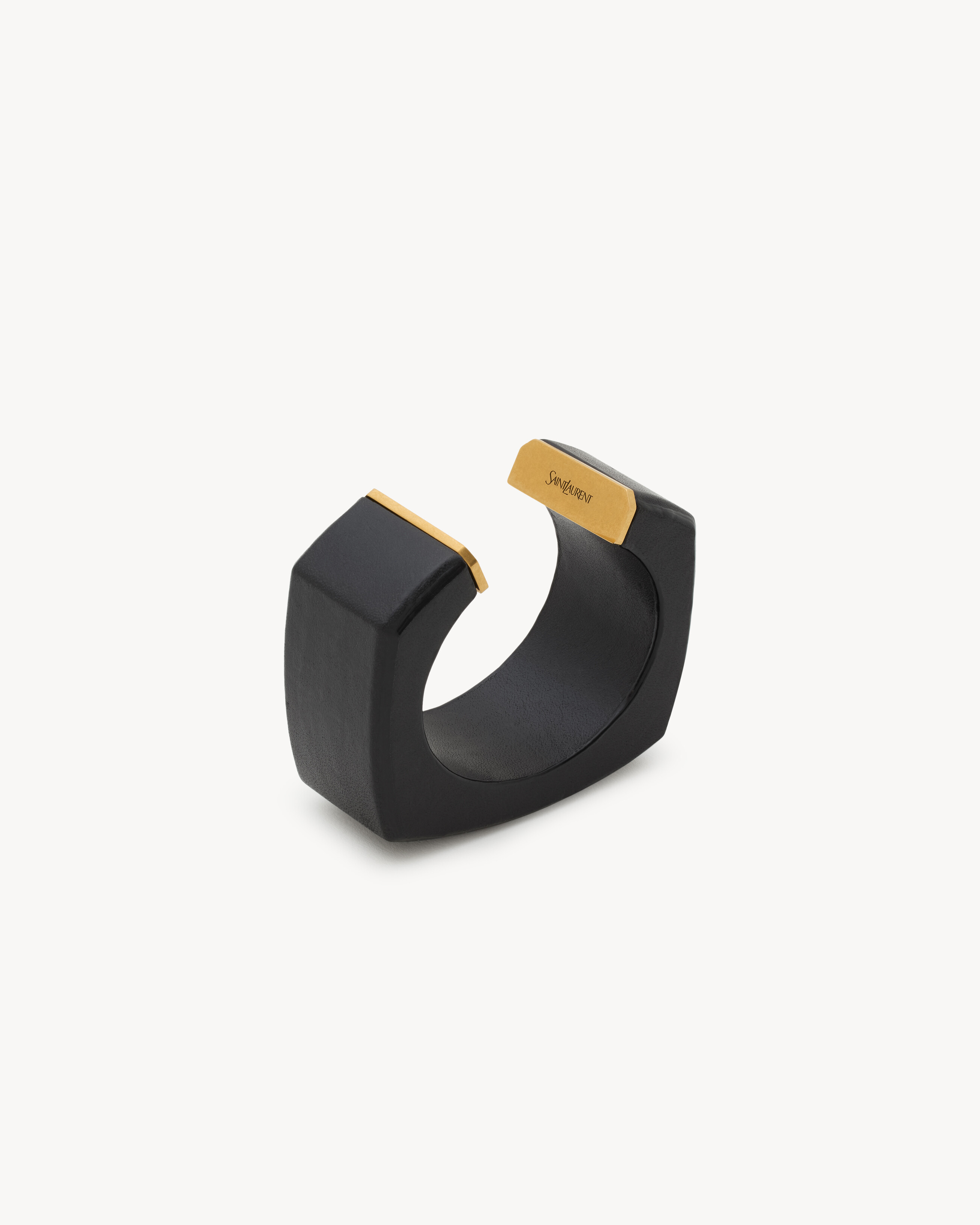 geometric cuff in leather and metal