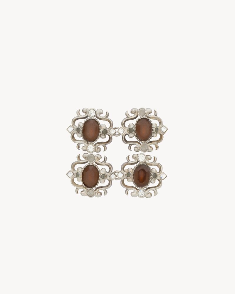 crystal flower bracelet in metal