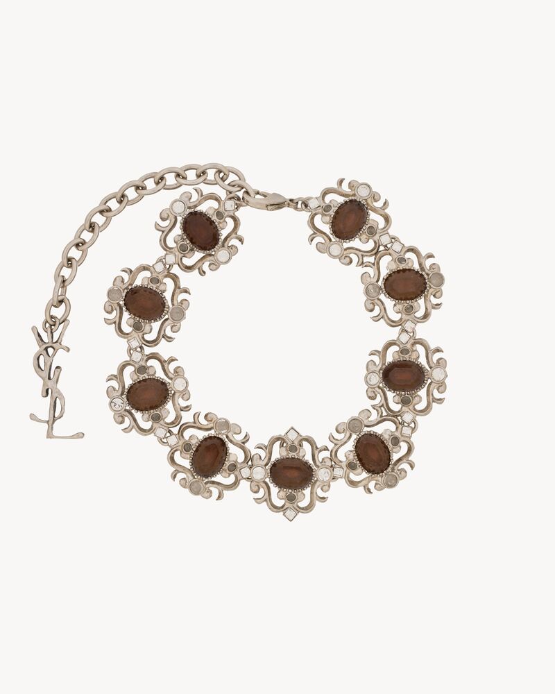crystal flower bracelet in metal