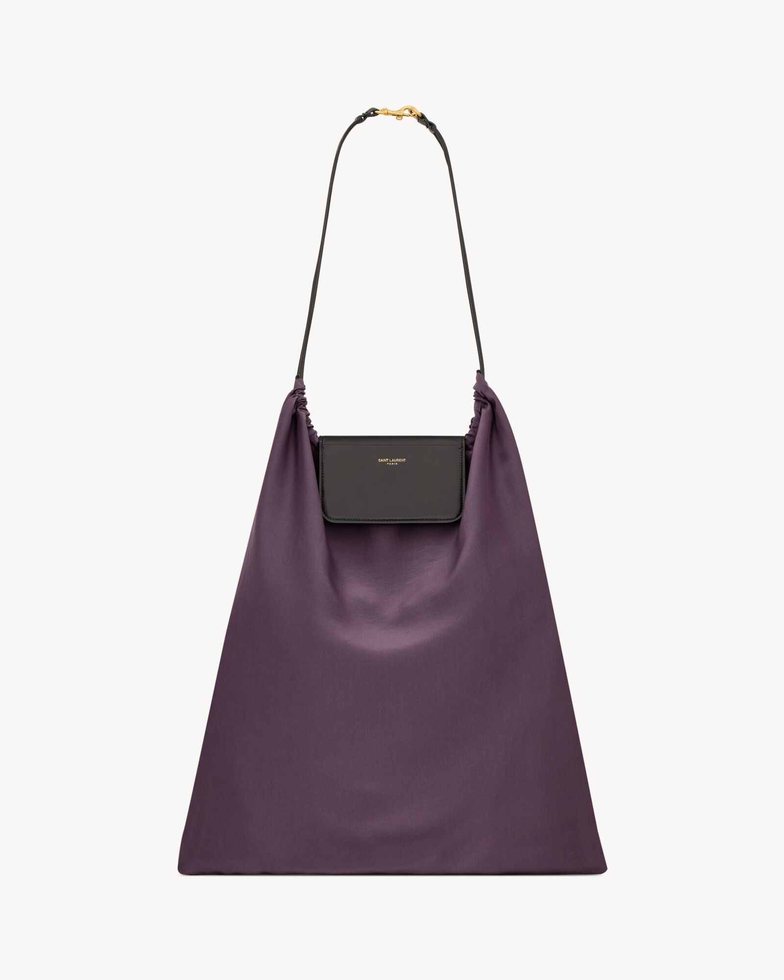 FOULARD folding pouch in silk satin and leather — 862323AAGFS1057