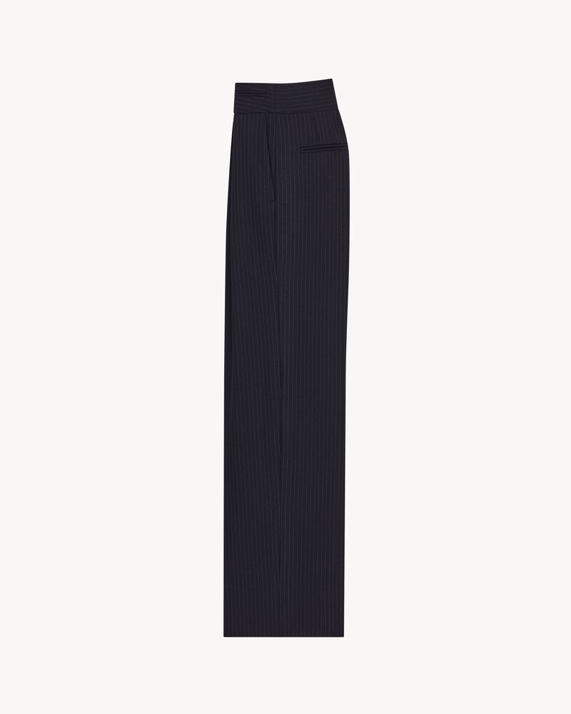 fluid pants in pin dot stripe wool gabardine