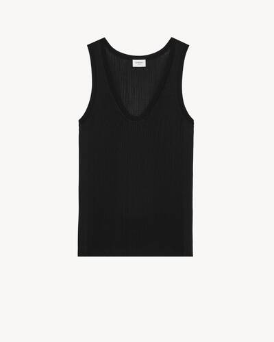 Yves Saint Laurent ブラック タンクトップ S tank top in ribbed knit in Black | Saint Laurent | YSL US