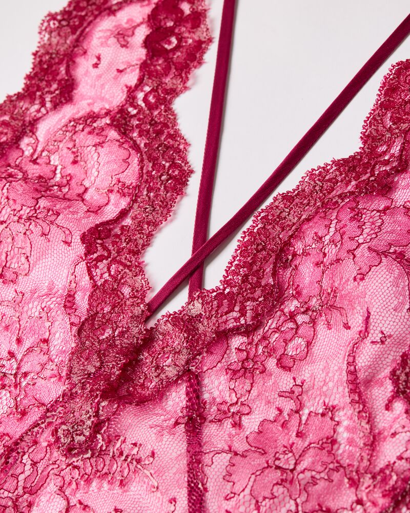 backless bodysuit in silicone-coated lace