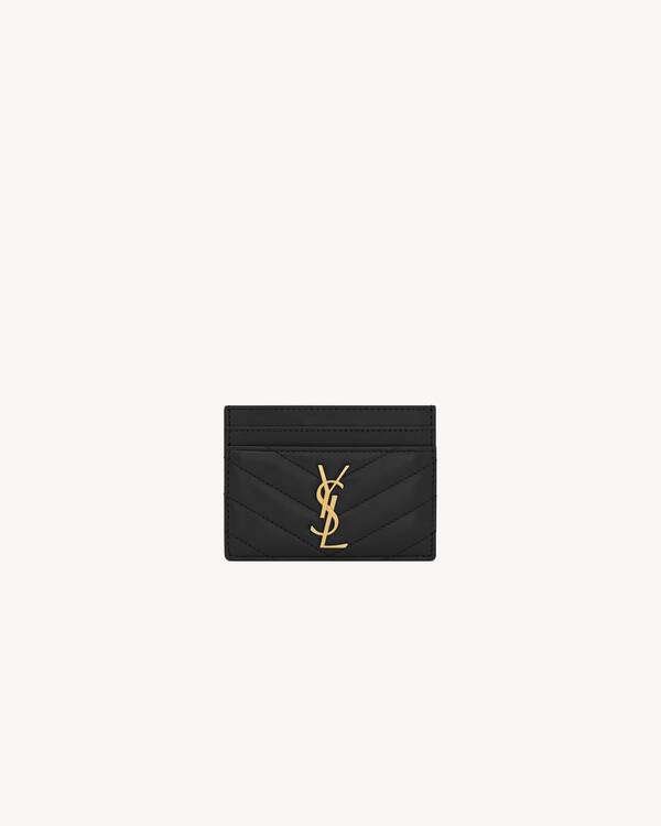 CASSANDRE MATELASSÉ card case in lambskin in Black | Saint Laurent
