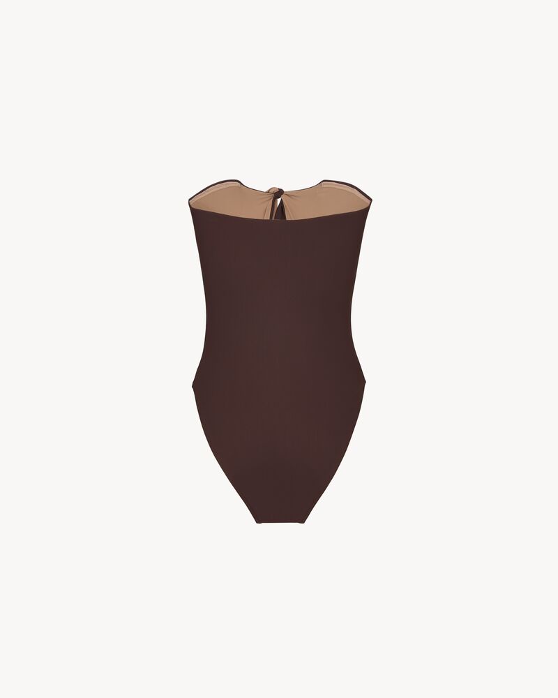 tied strapless swimsuit