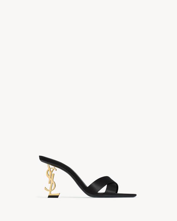 OPYUM mules in satin crepe in Black | Saint Laurent | YSL US | ID