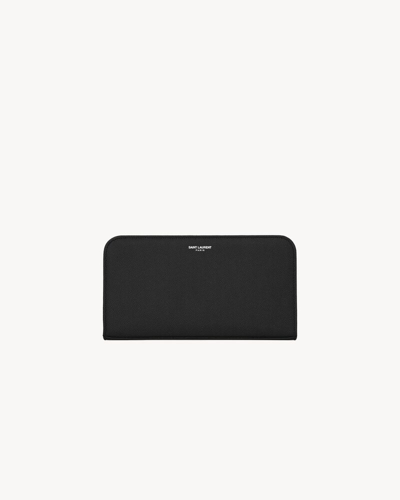 SAINT LAURENT PARIS zip around wallet in grain de poudre embossed leather