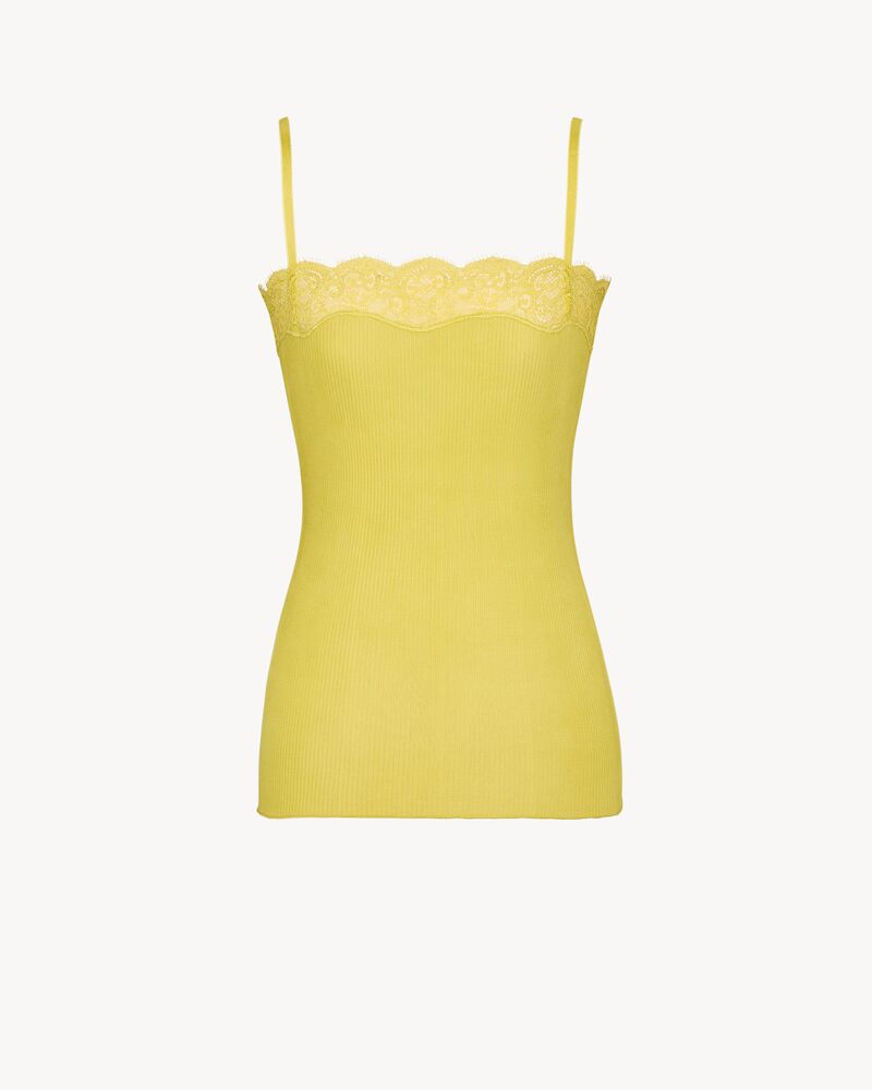 laced tank top in ribbed silk jersey
