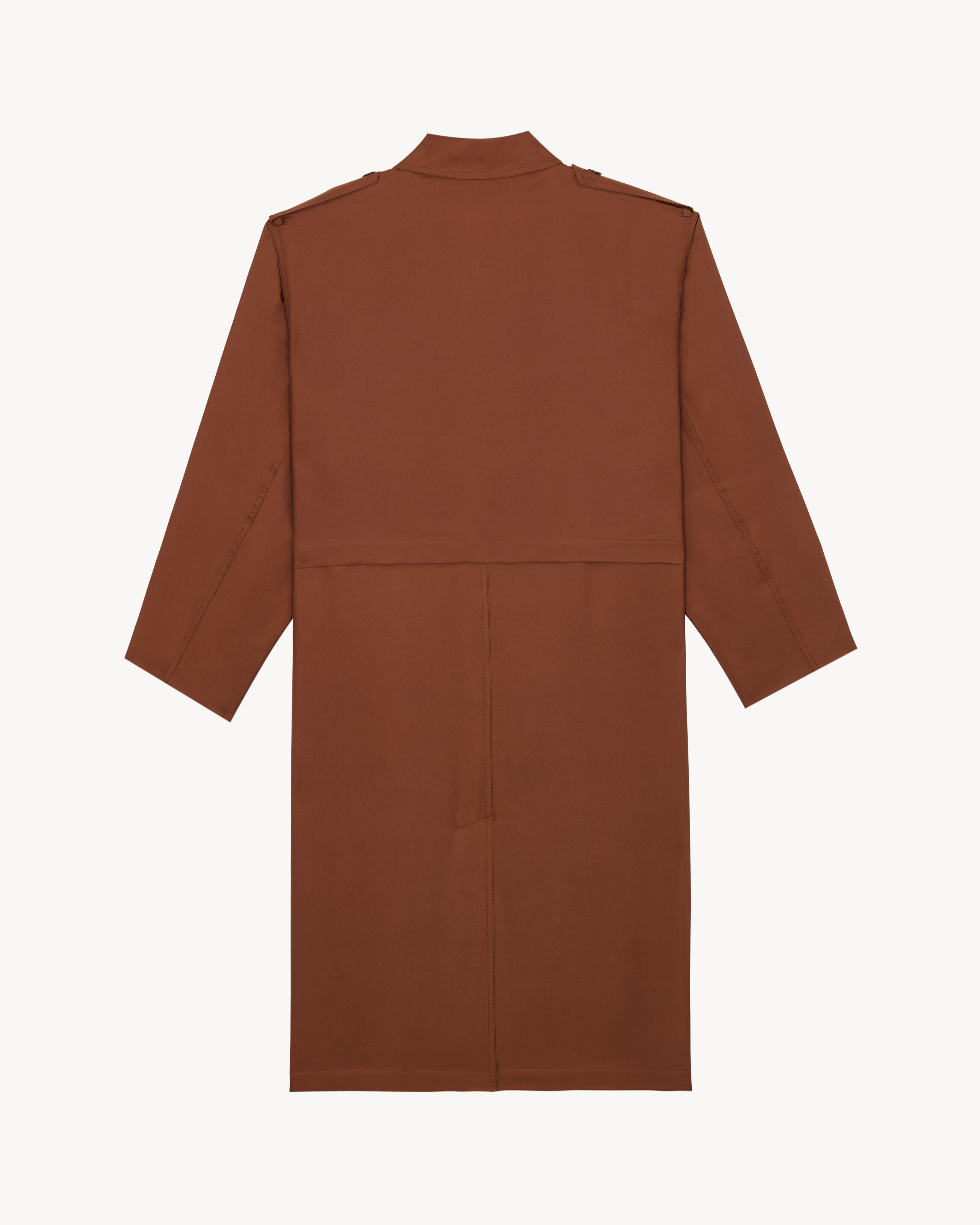 broad-shoulder trench coat in silk
