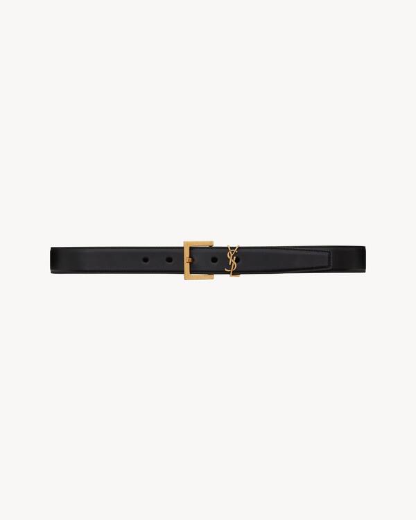 Cassandre Belt in smooth leather in Black | Saint Laurent | YSL FI