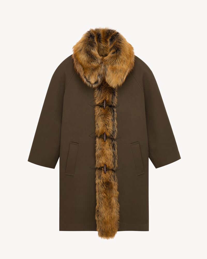 coat in canvas and shearling