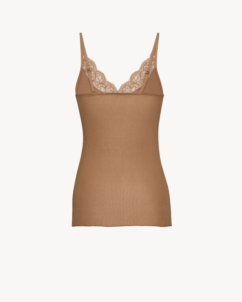 Laced Tank Top in Ribbed Silk Jersey