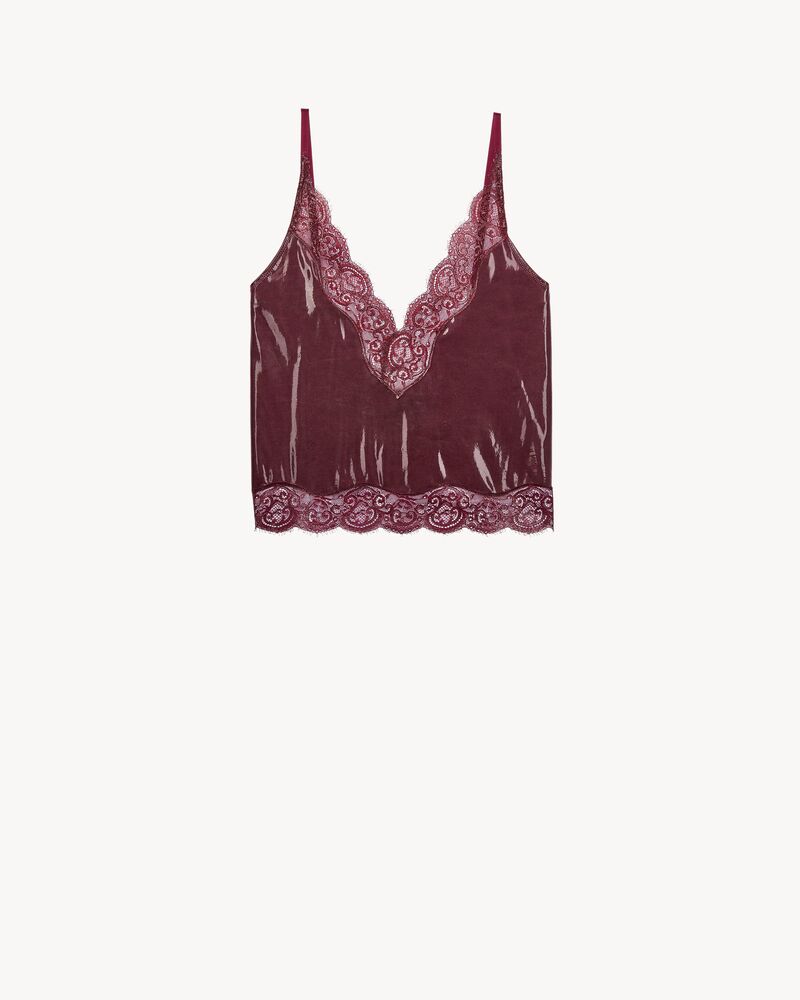 laced tank top in silicone-coated silk jersey