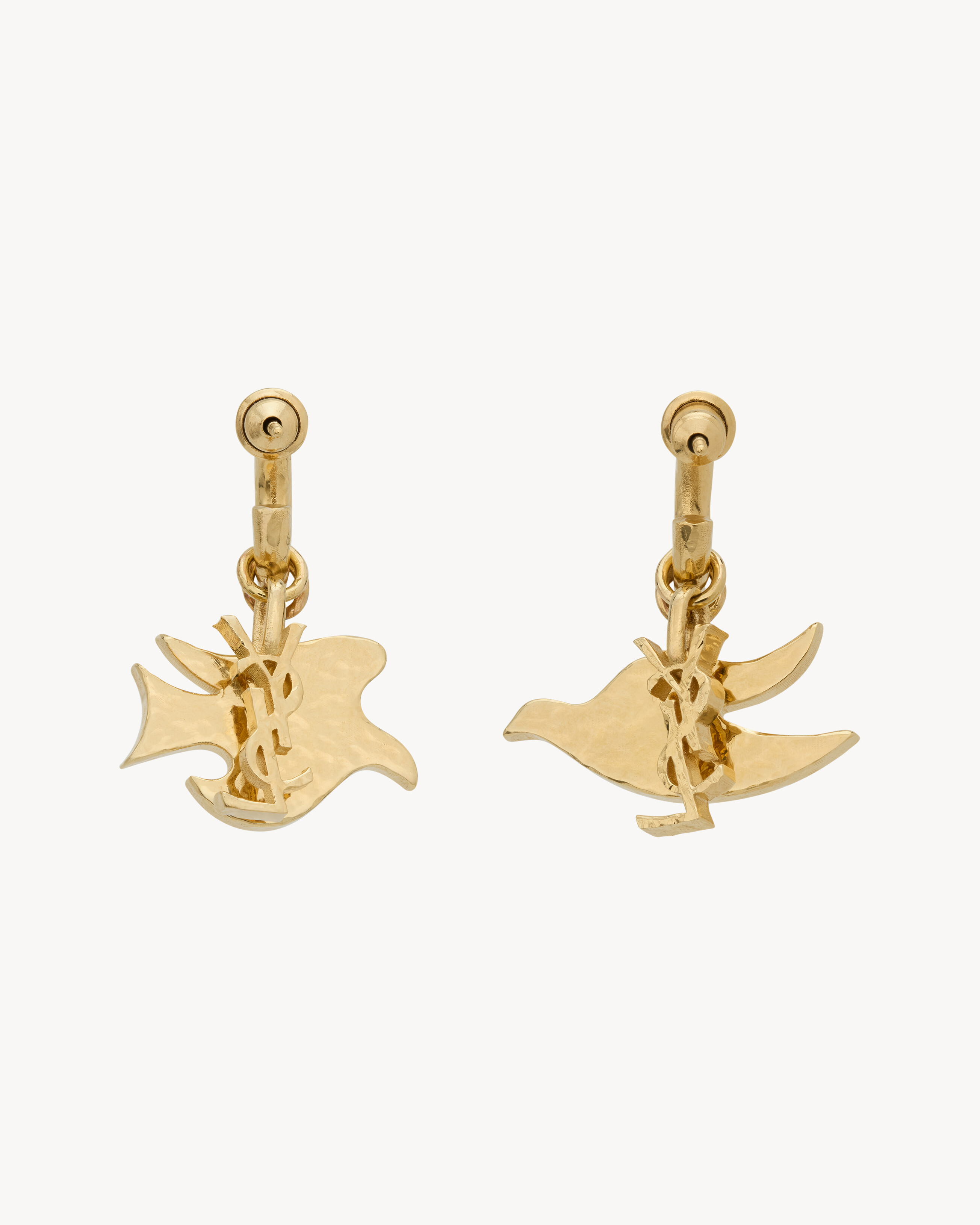 CASSANDRE dove charm hoop earrings in enamel