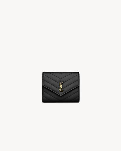 CASSANDRE MATELASSÉ compact tri fold wallet in grain de poudre