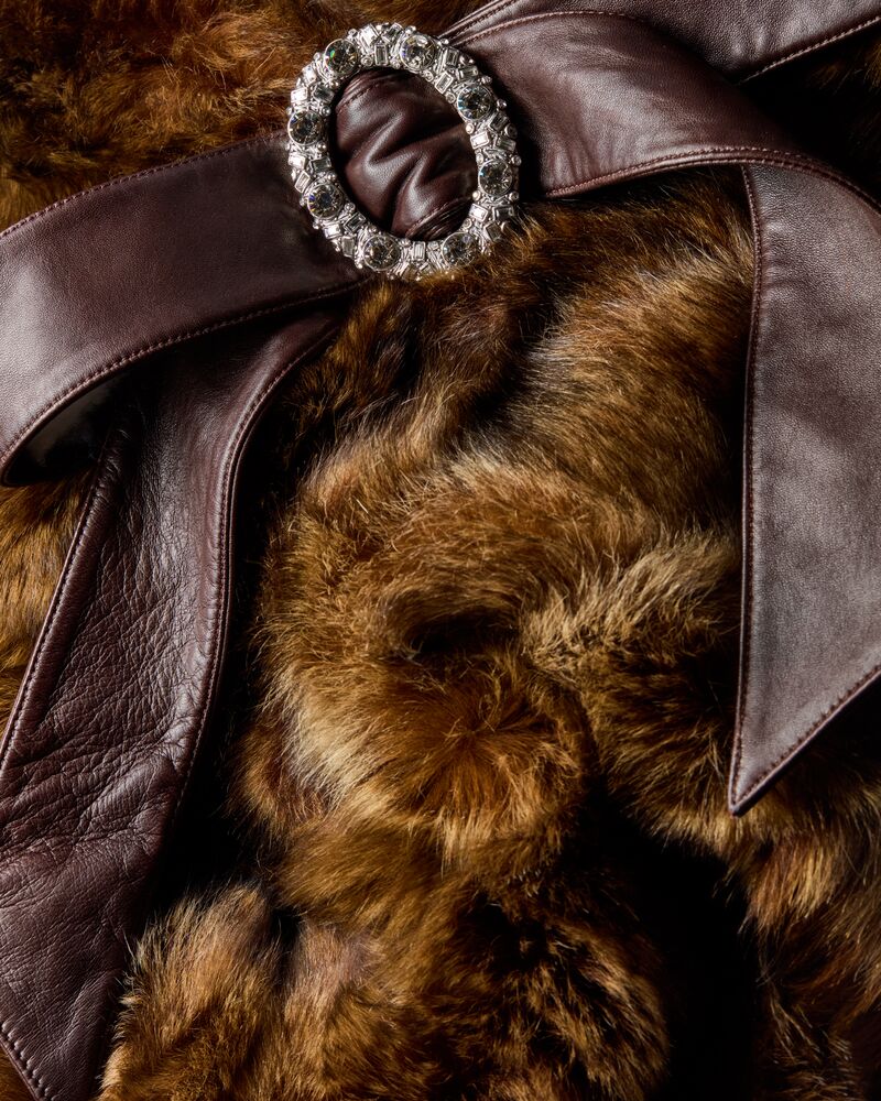shearling patchwork short coat