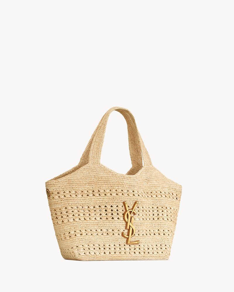 ICARE medium in raffia in Beige | Saint Laurent | YSL EN-US