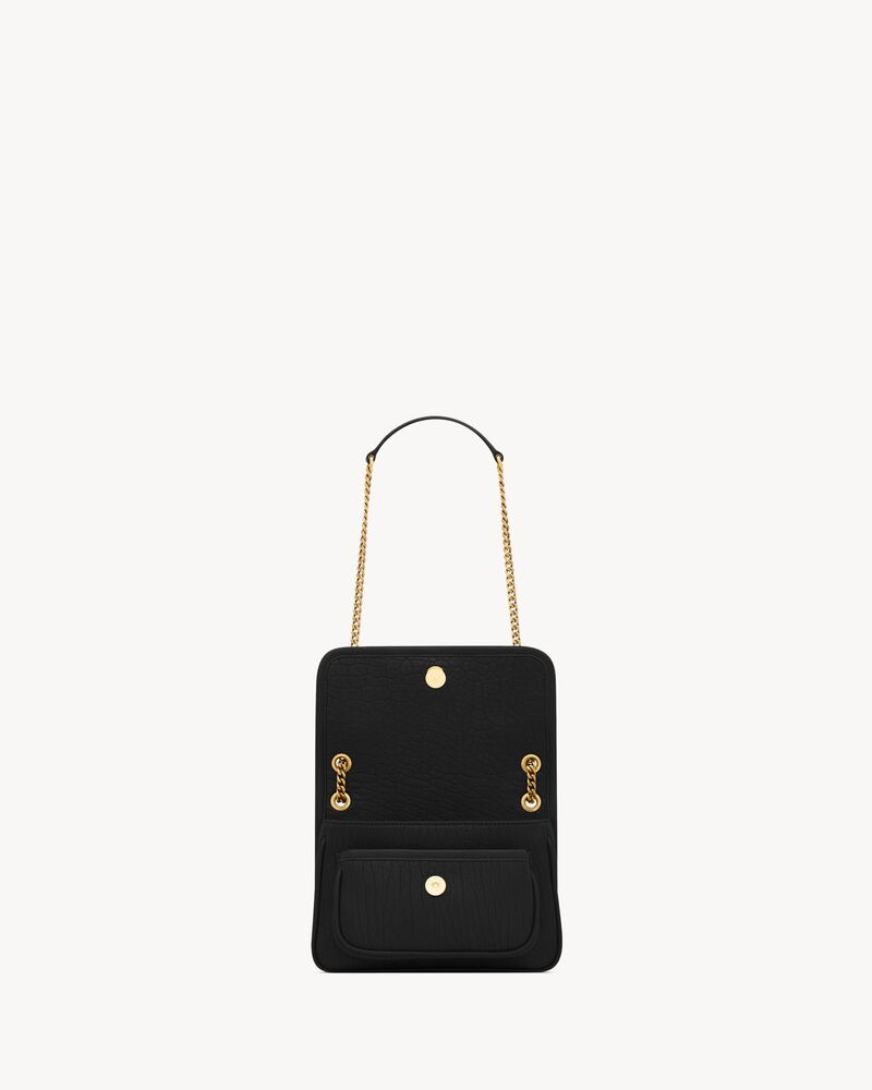 NIKI minibolsa em couro de cordeiro granulado em PRETO | Saint