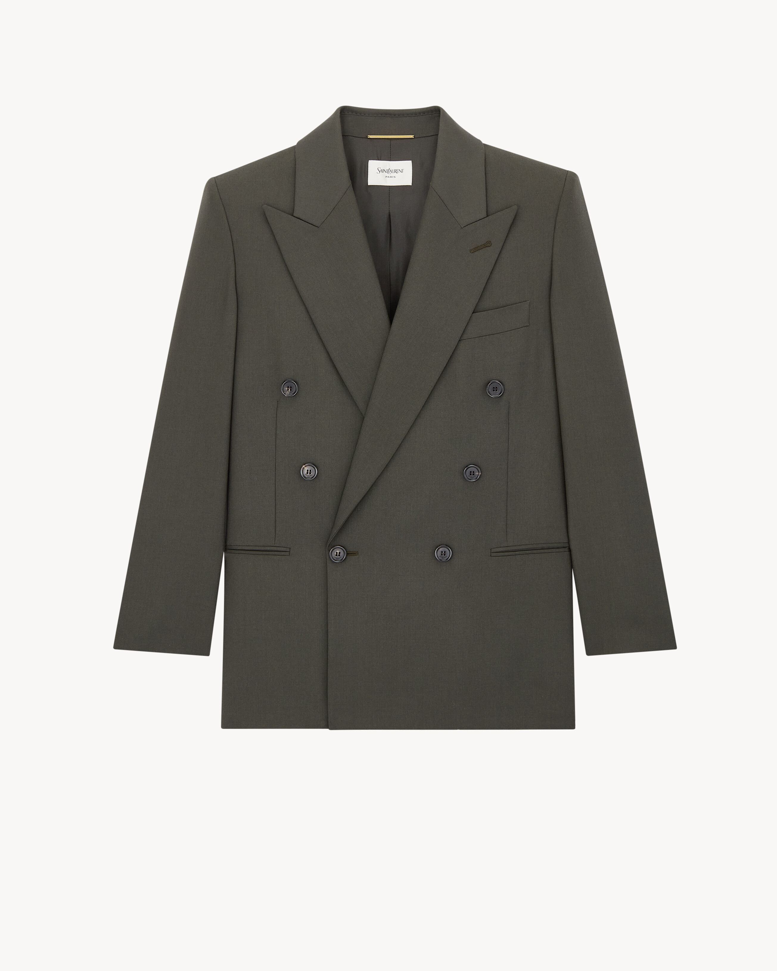 double-breasted short jacket in wool gabardine