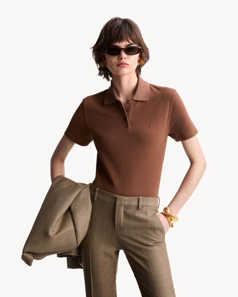 CASSANDRE cropped polo in cotton piqué