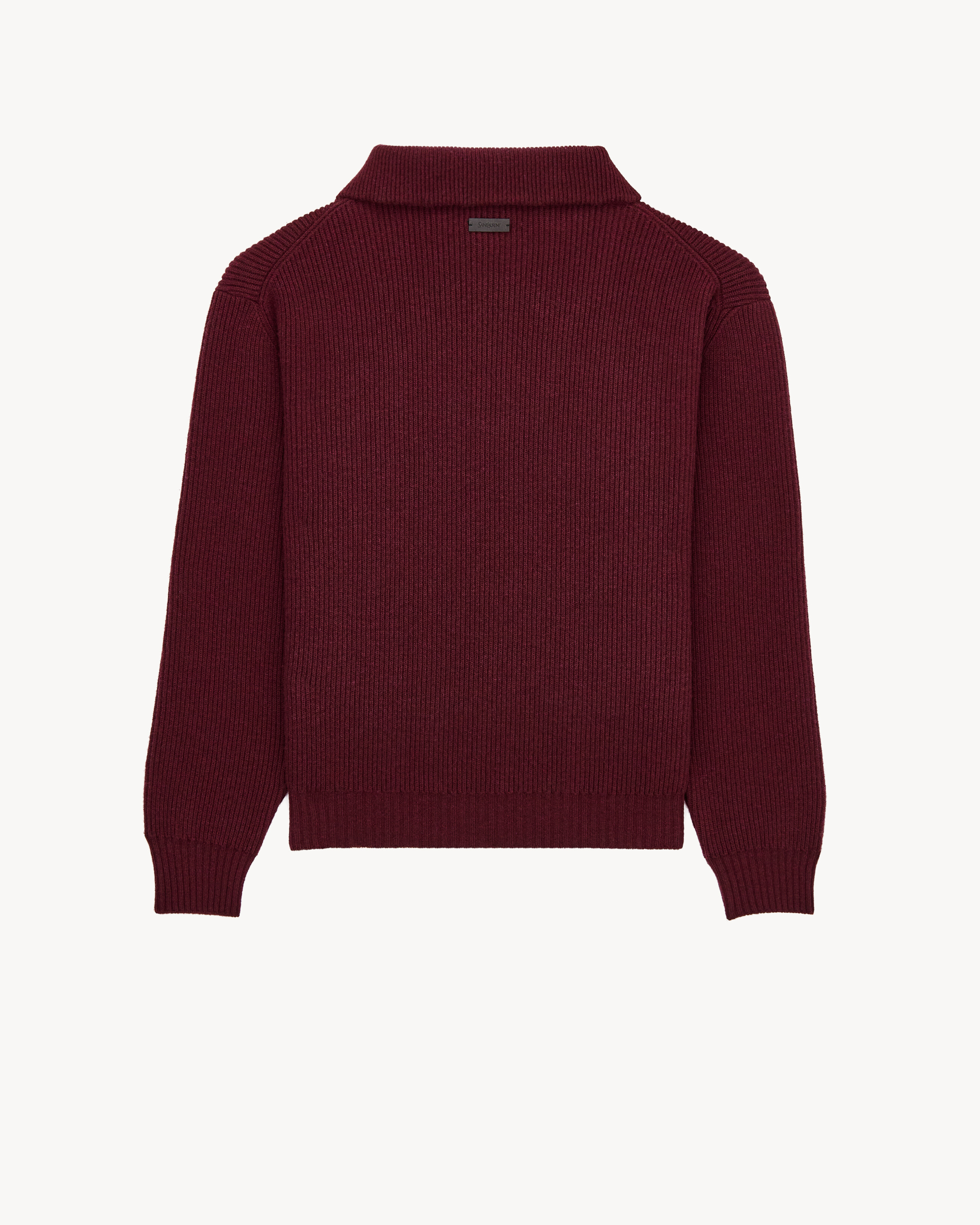 half-zip sweater in rib-knit wool