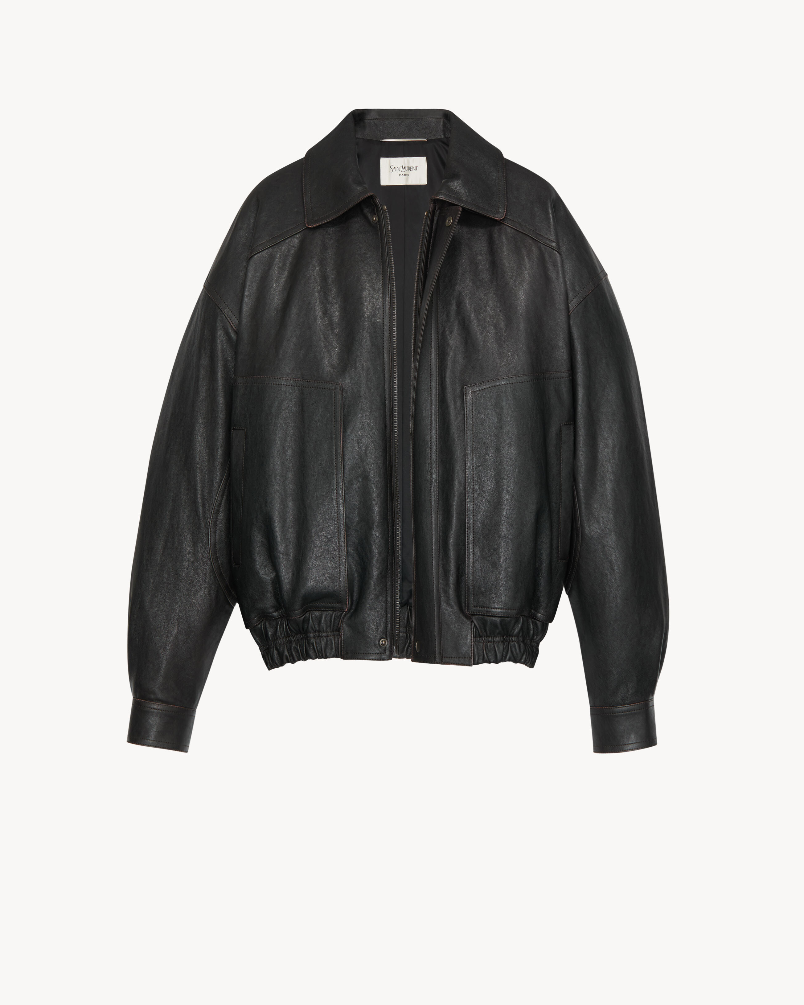 bomber jacket in grained lambskin