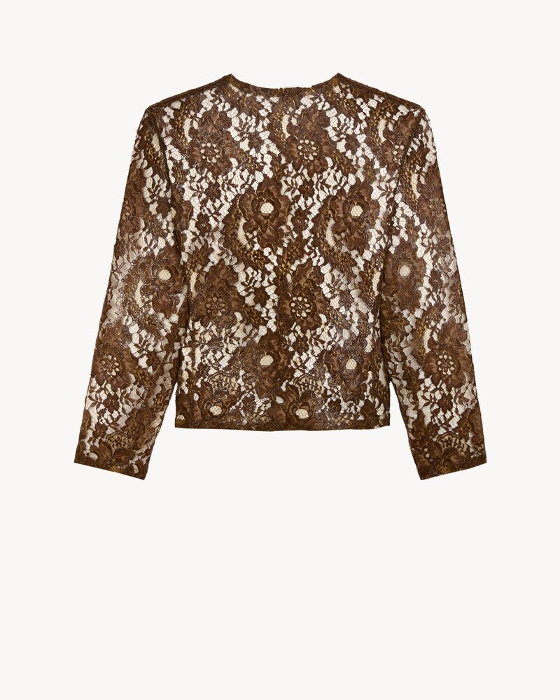 short jacket in silicone-coated lace