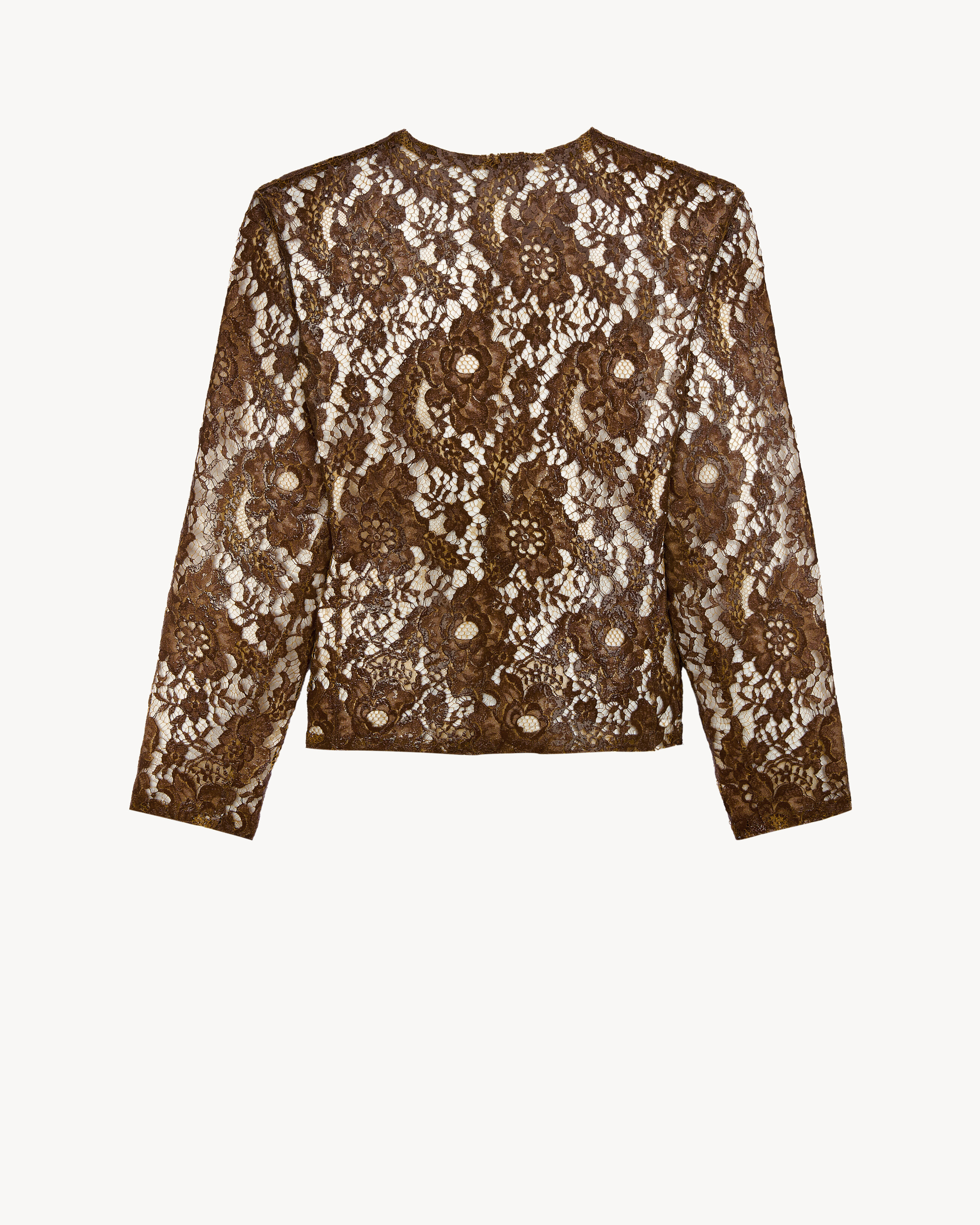 short jacket in silicone-coated lace