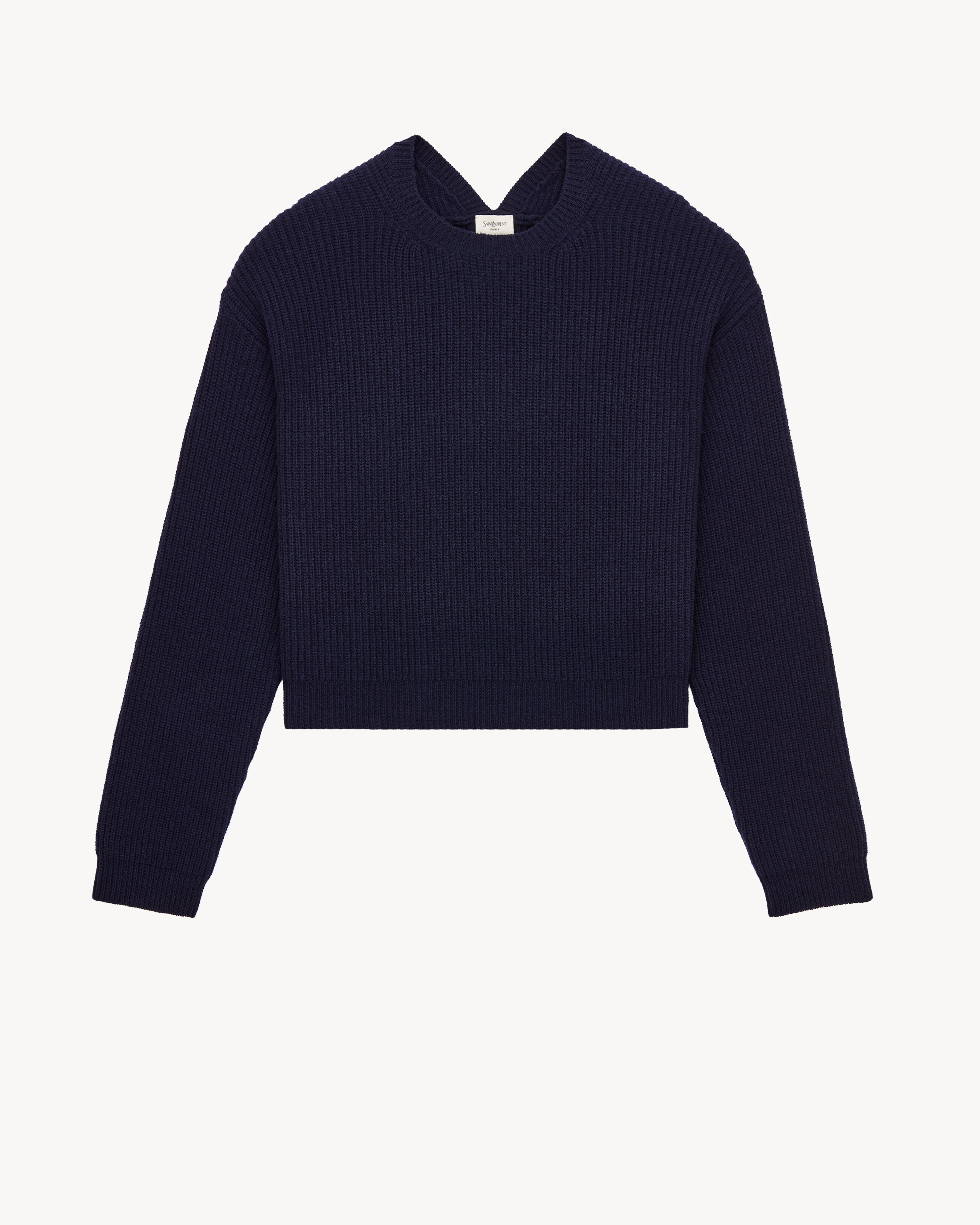 V-back sweater in rib-knit wool
