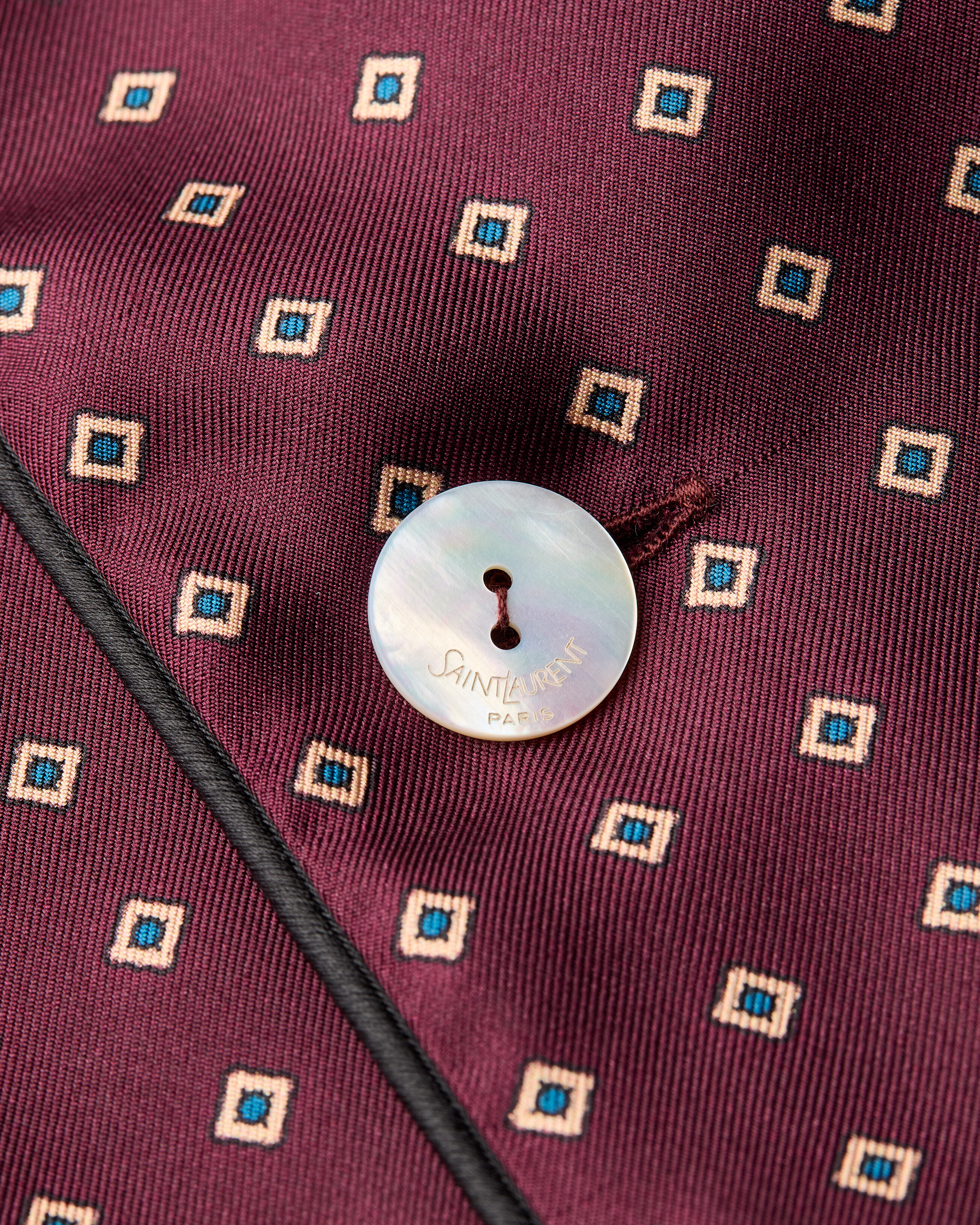 pajama top in diamond silk satin