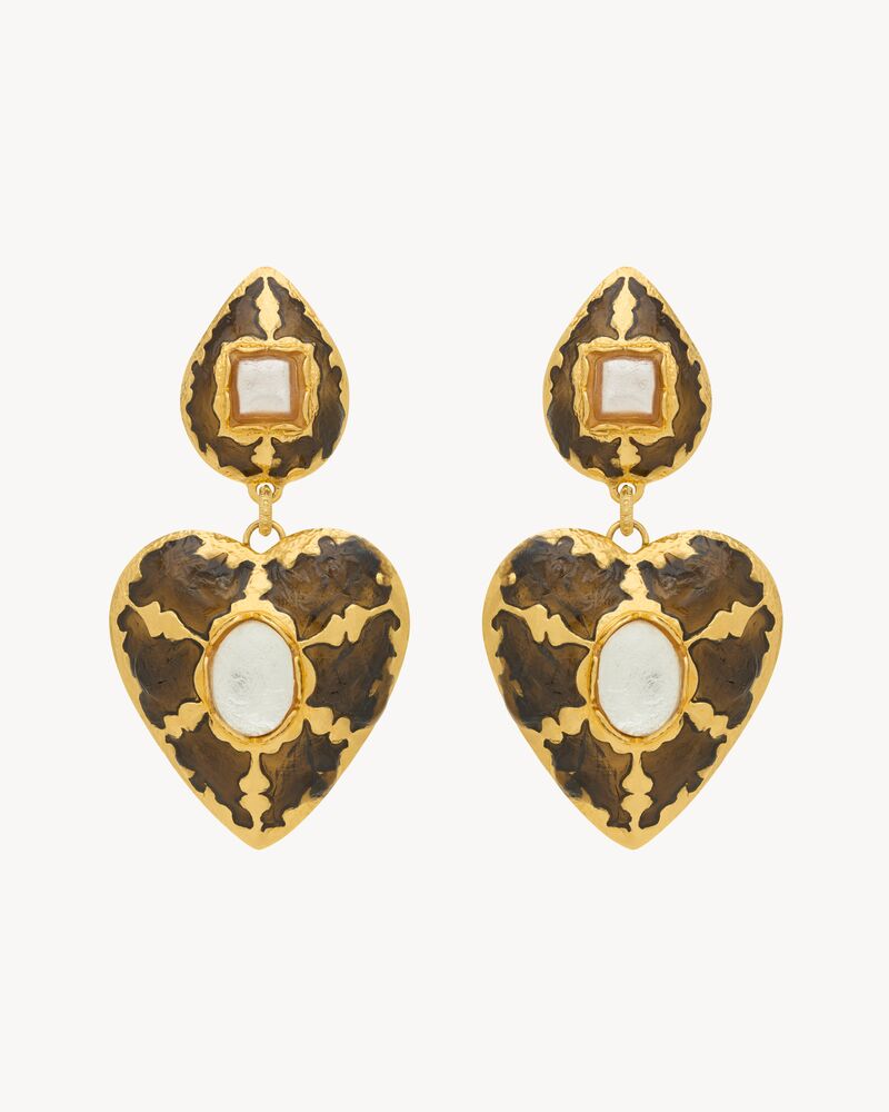 heart drop earrings in enamel