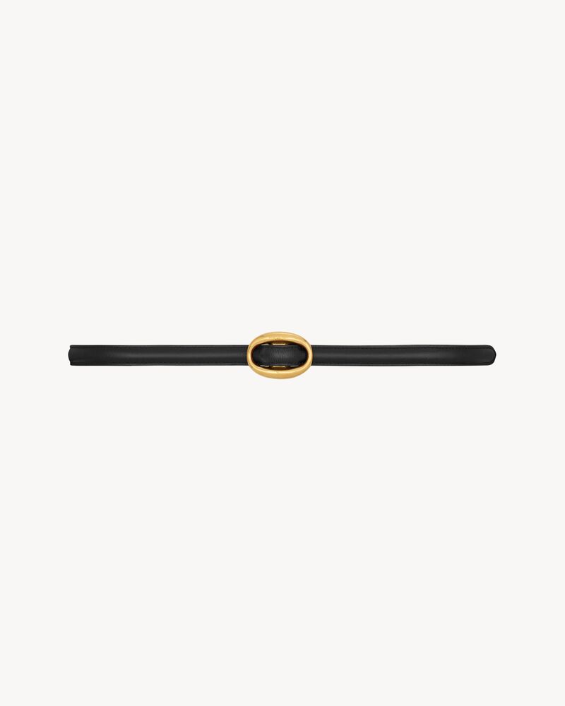 oval buckle thin reversible belt in smooth leather