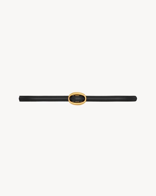 oval buckle thin reversible belt in smooth leather
