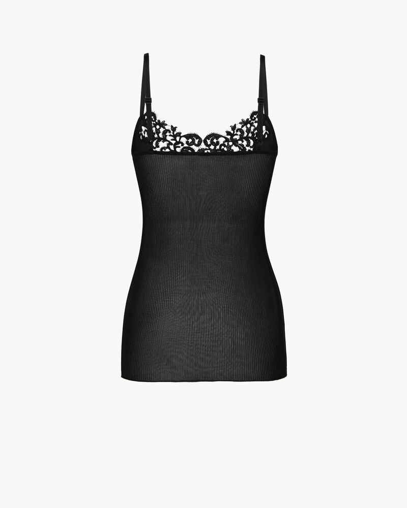 guipure tank top in ribbed silk