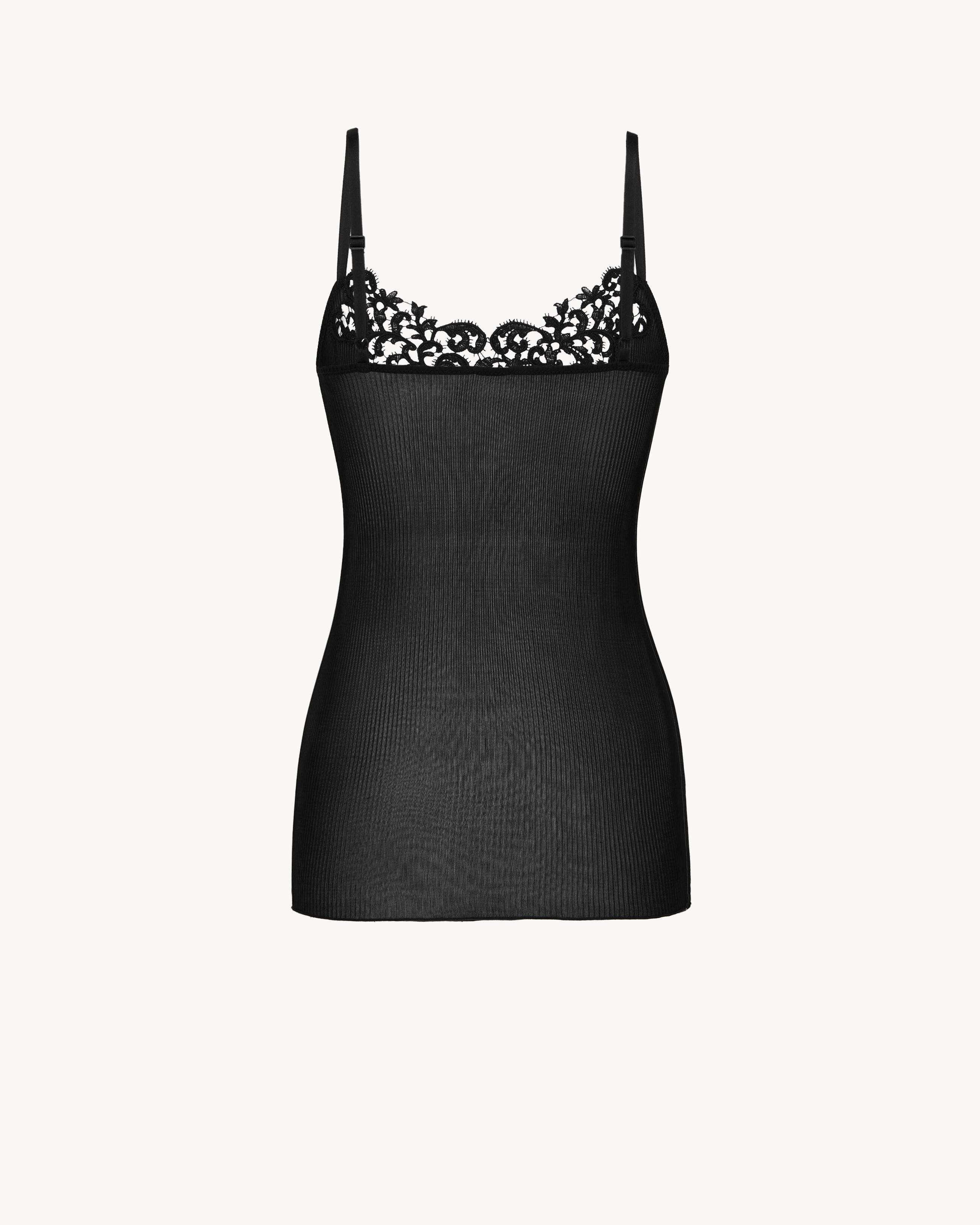 guipure tank top in ribbed silk