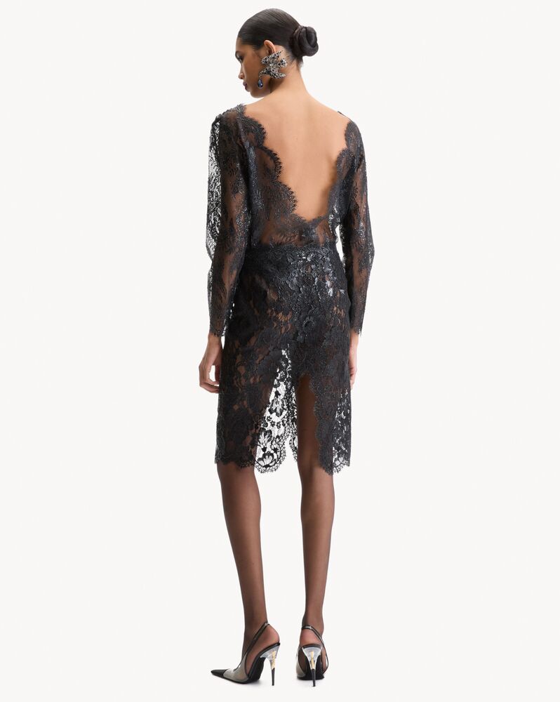 boat-neck bodysuit in silicone-coated lace