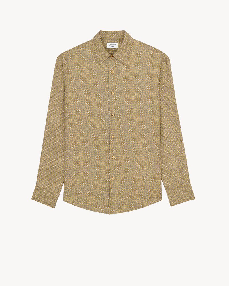 shirt in geometric silk satin