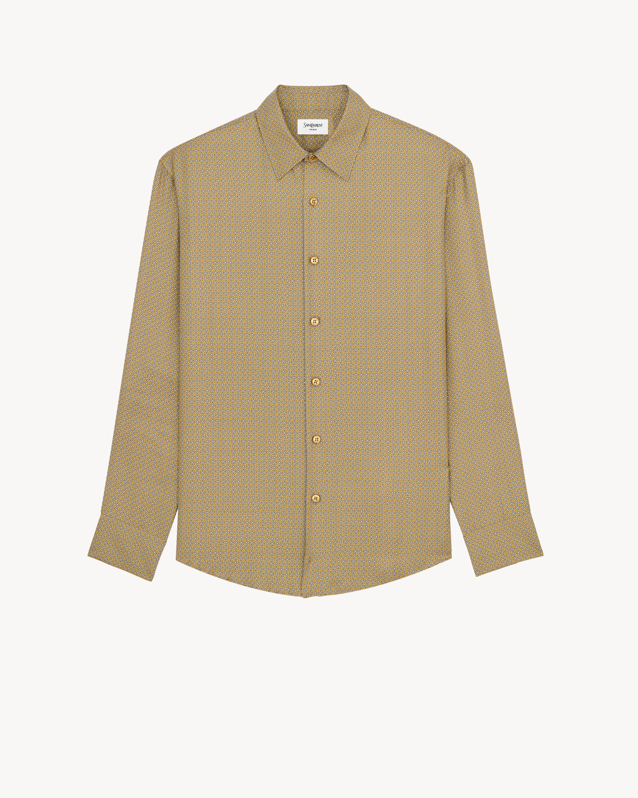 shirt in geometric silk satin