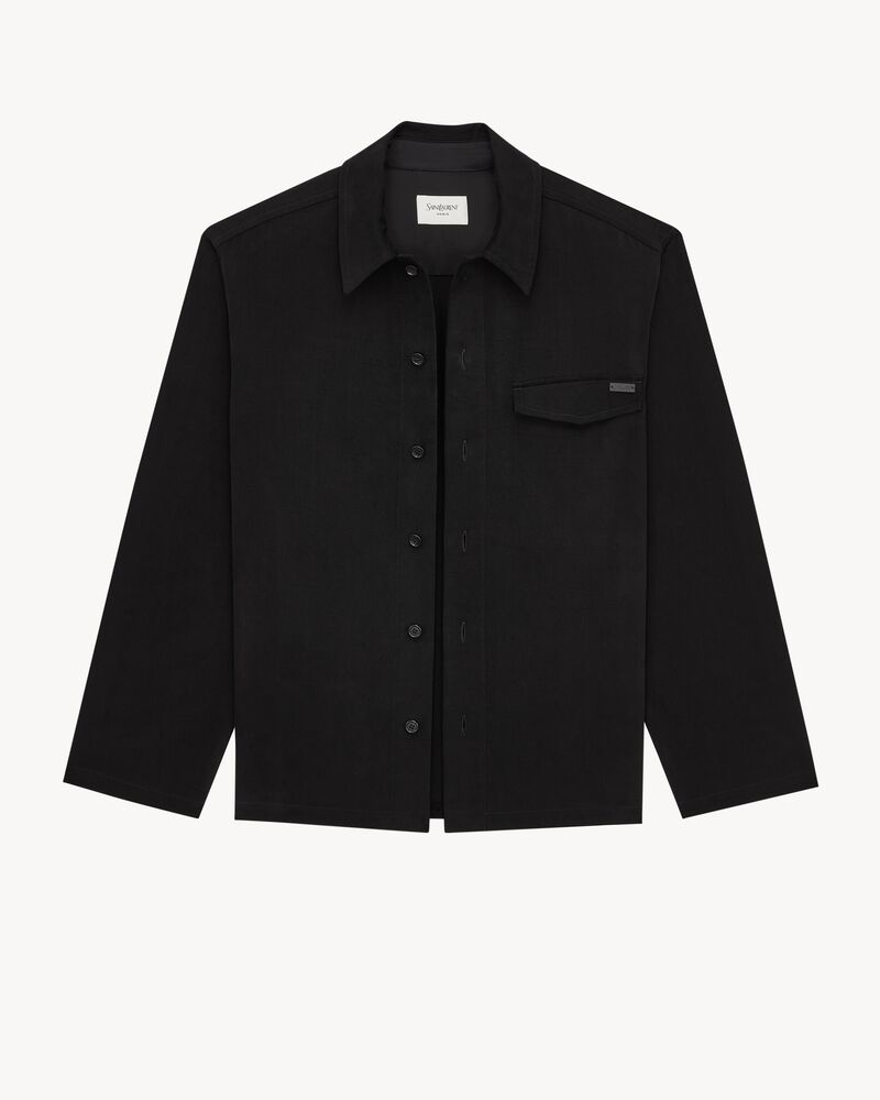 【イヴ・サンローラン】長袖シャツ(着脱自在フード付き) サンローラン オーバーシャツ（コットン） ブラック | Saint Laurent